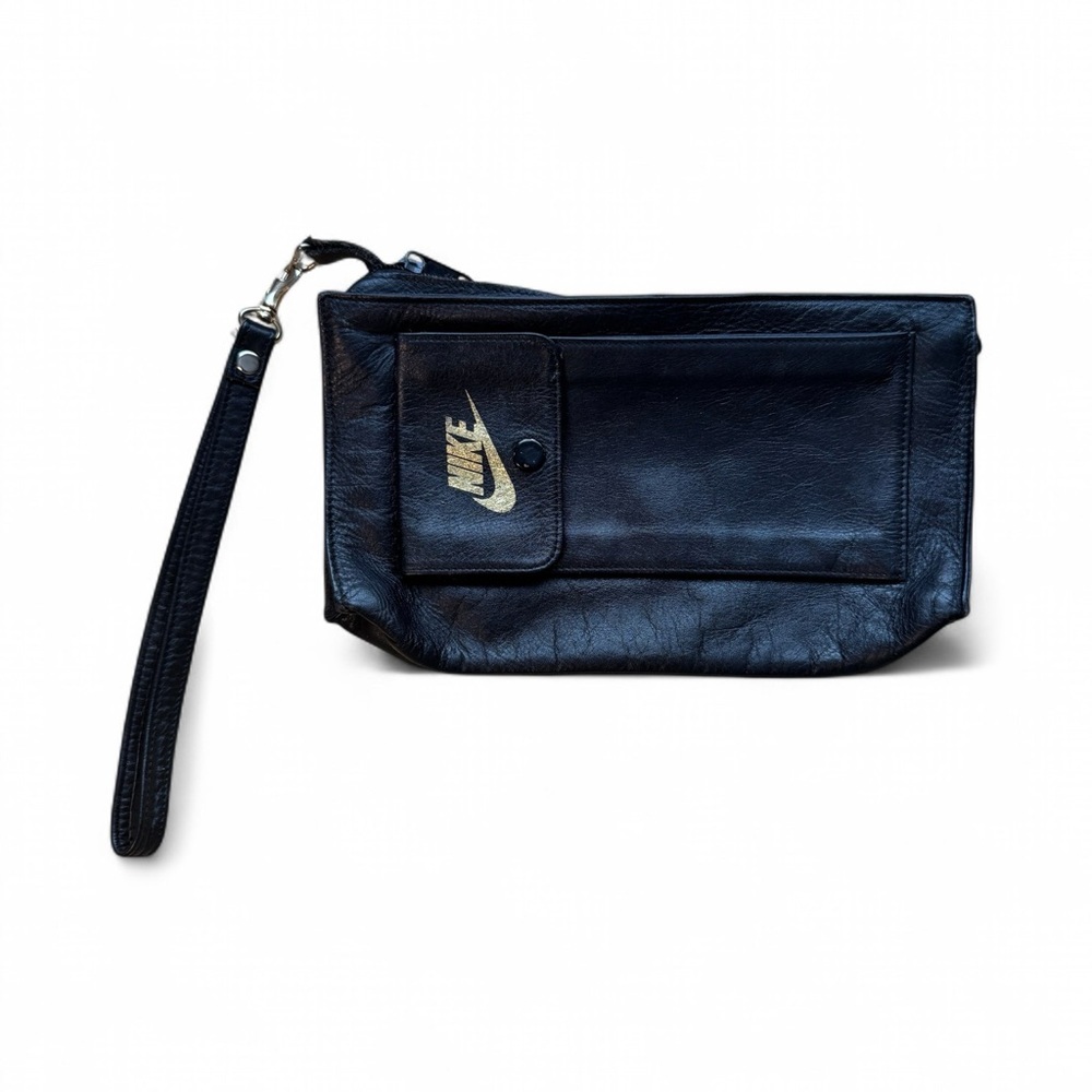 NIKE BLACK LEATHER WRISTLET POUCH MEN'S